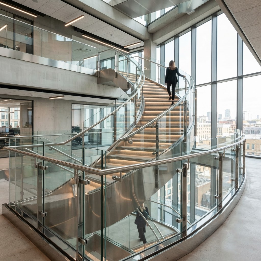 Glass & Steel Staircase Railing