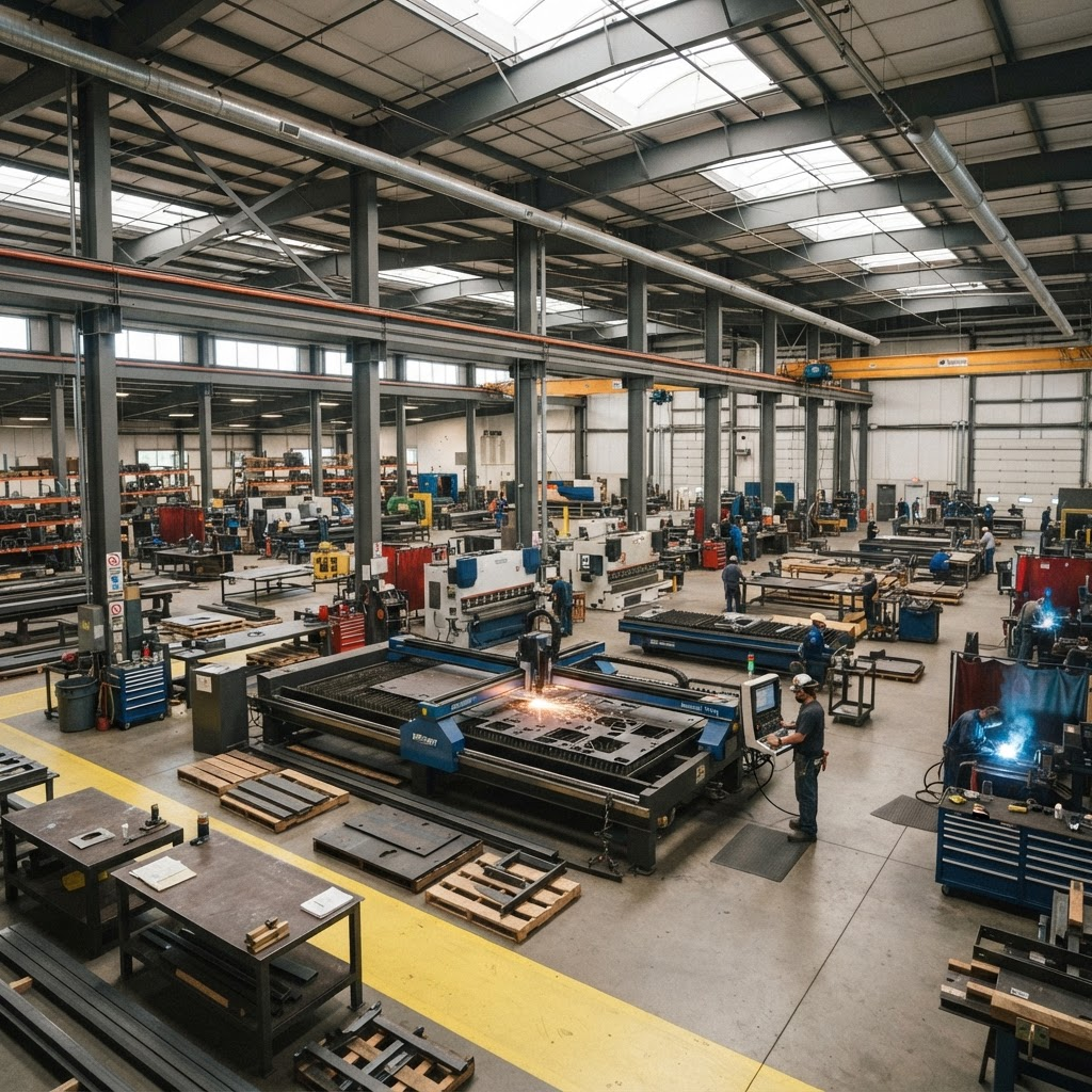 Interior of the JD Fabrication metal workshop